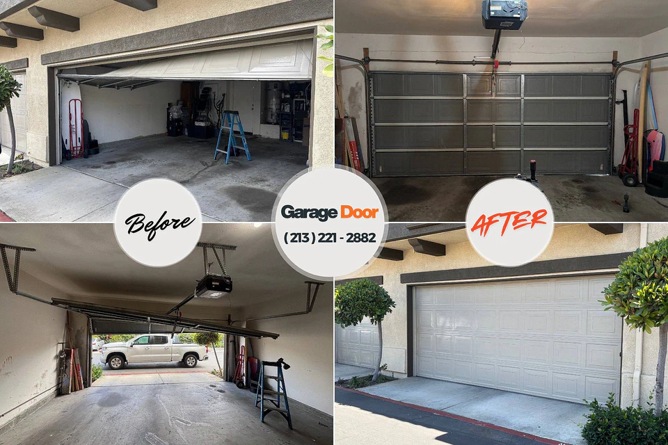 Before and after: garage door repair Elma Center, NY